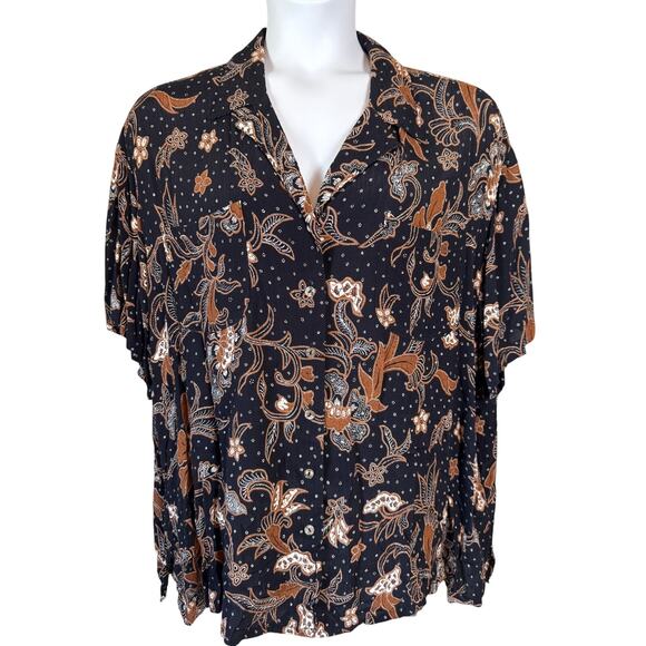 VTG 80s 90s Boho Batik Womens Sz 24W Tunic Top 100% Rayon Artsy Jones NY Sport - Picture 1 of 8